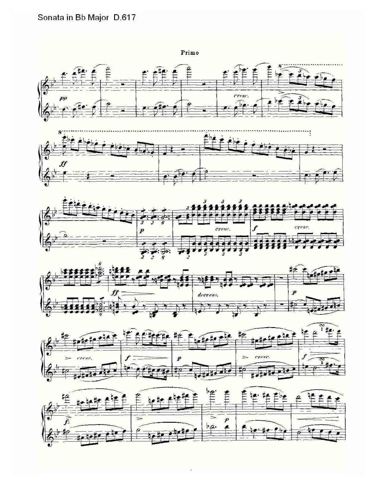 Sonata in Bb Major D.617(Bb大调奏鸣曲 D.617)