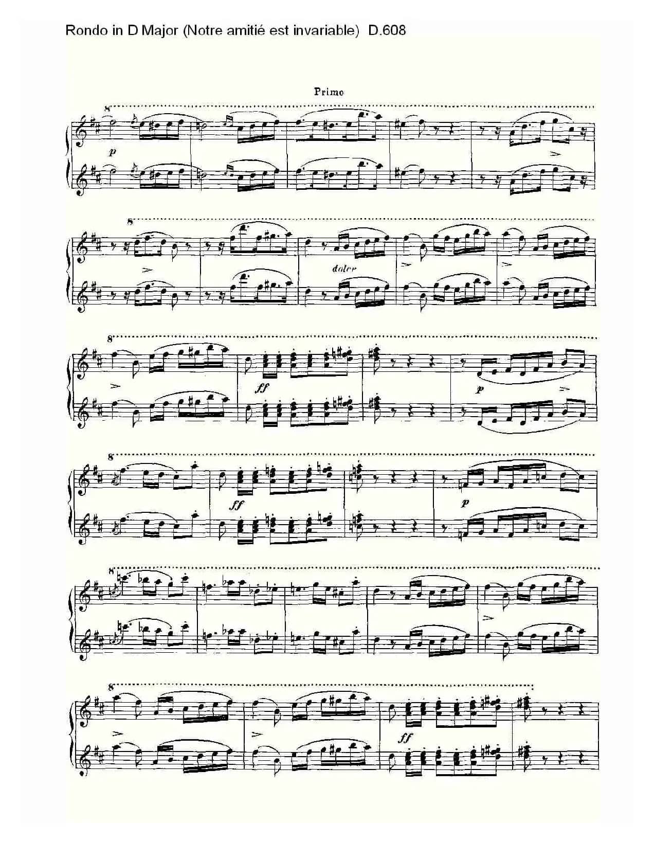 Rondo in D Major（Notre amitié est invariable) D.6）