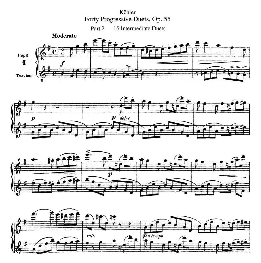 柯勒40首长笛提高练习曲OP.55（二重奏）（NO.1）