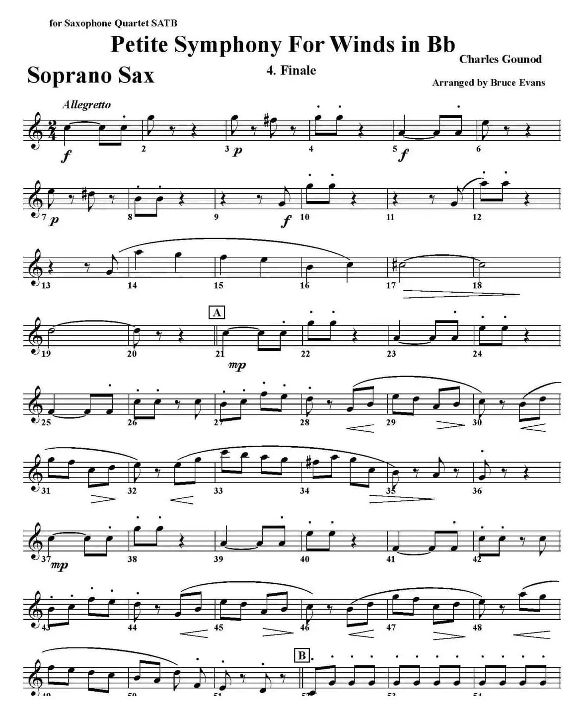 Petite Symphony For Winds in Bb（四重奏·高音萨克斯分谱）