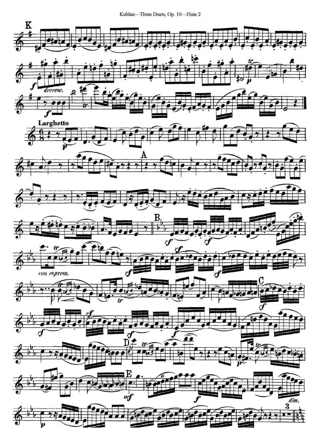 库劳长笛二重奏练习曲Op.10——Flute 2（No.1）