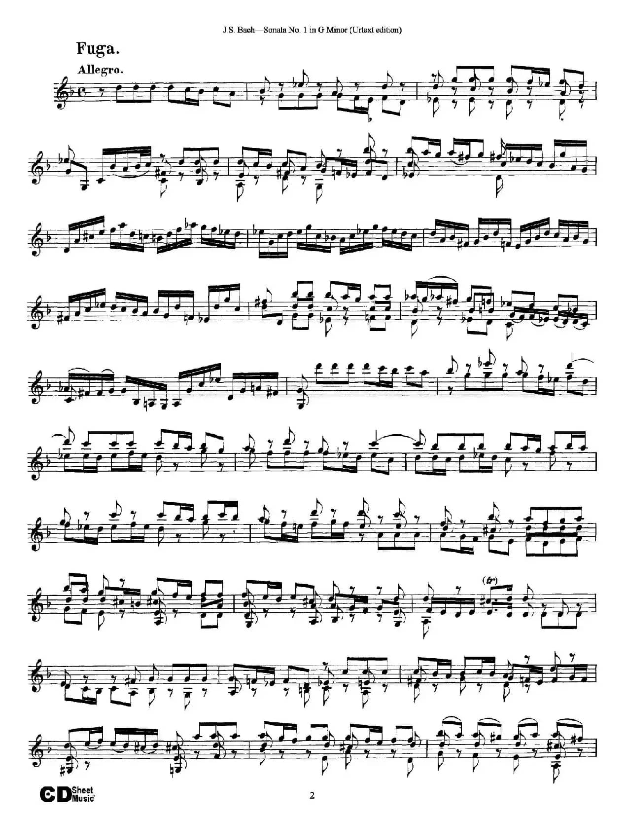 6 Violin Sonatas and Partitas 1.Sonata No.1 G Minor（Urtext edition）