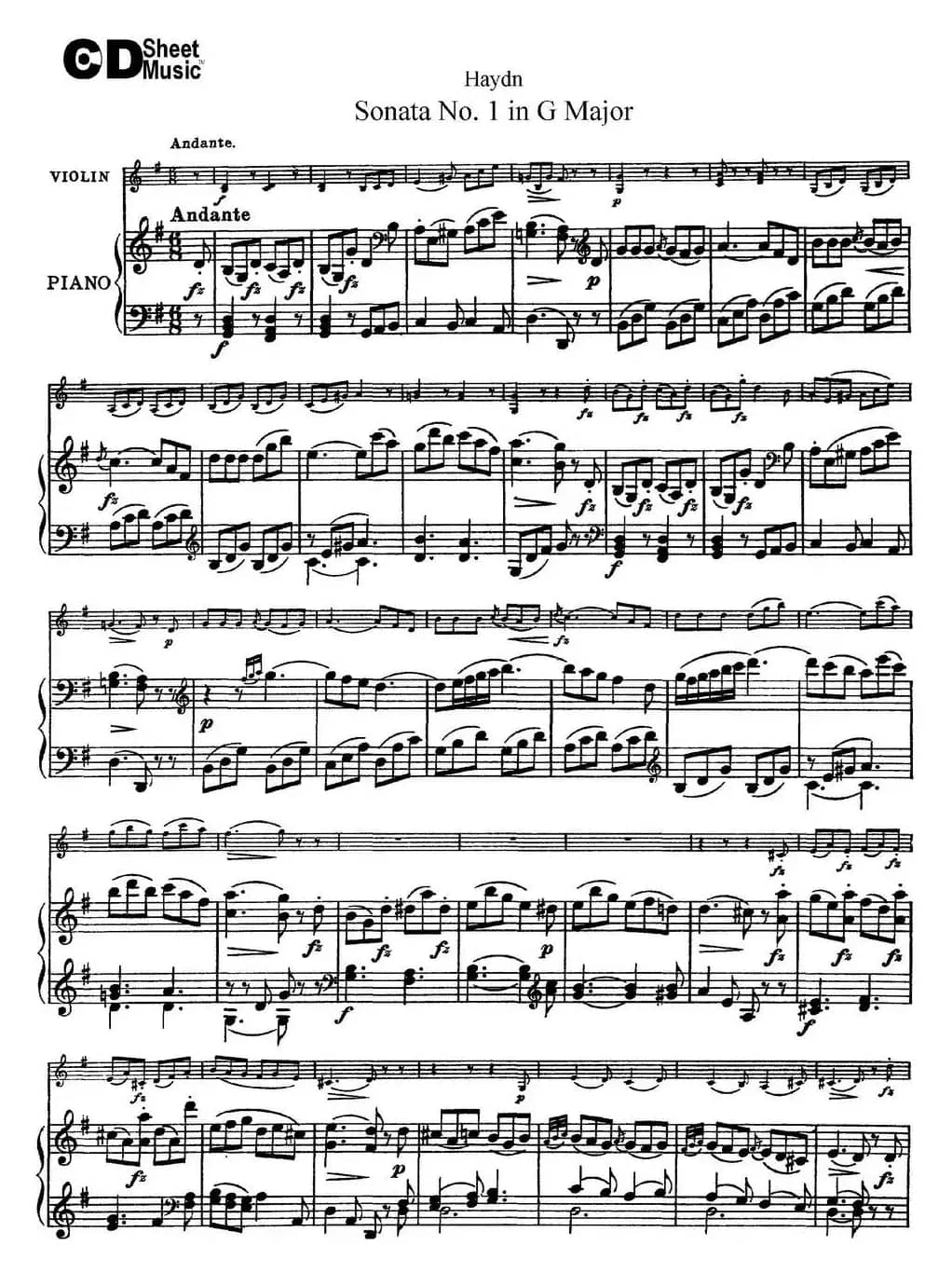 Violin Sonata No.1 in G Major（小提琴+钢琴伴奏）