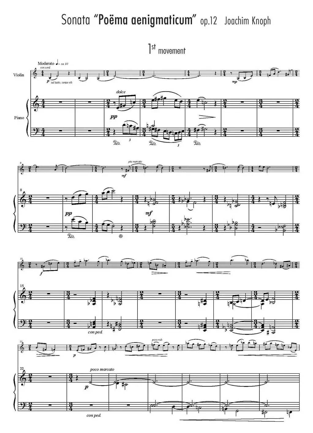 Sonata Poema aenigmaticum（小提琴+钢琴伴奏、1st movement）