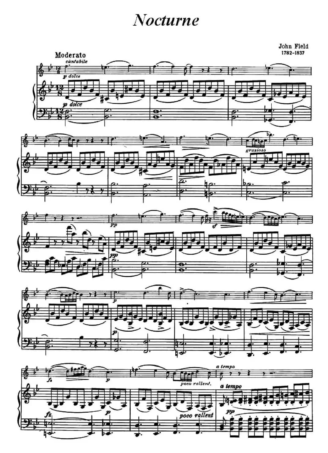 夜曲（Nocturne）（小提琴+钢琴伴奏）（约翰·菲尔德作曲版）