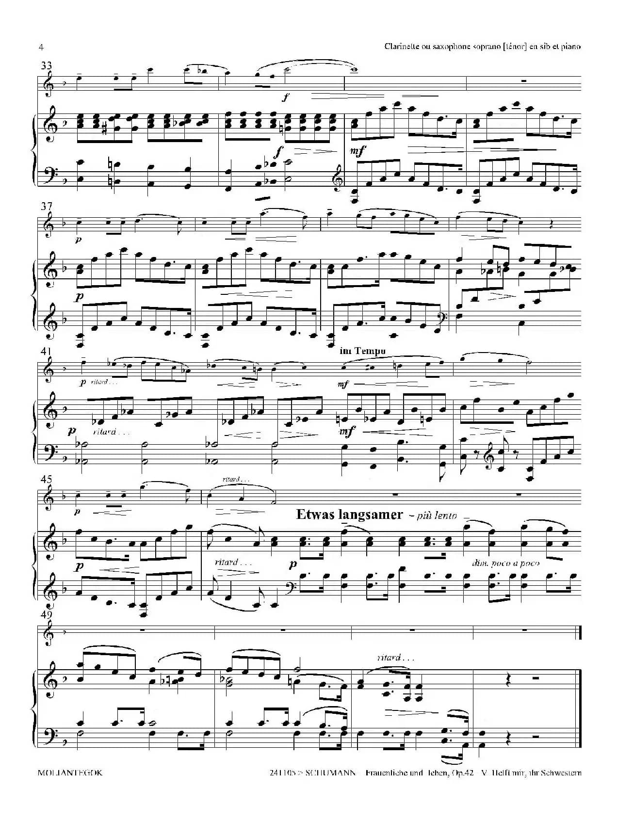 妇女的爱情与生活 Op42·Ⅴ（高音萨克斯+钢琴伴奏）