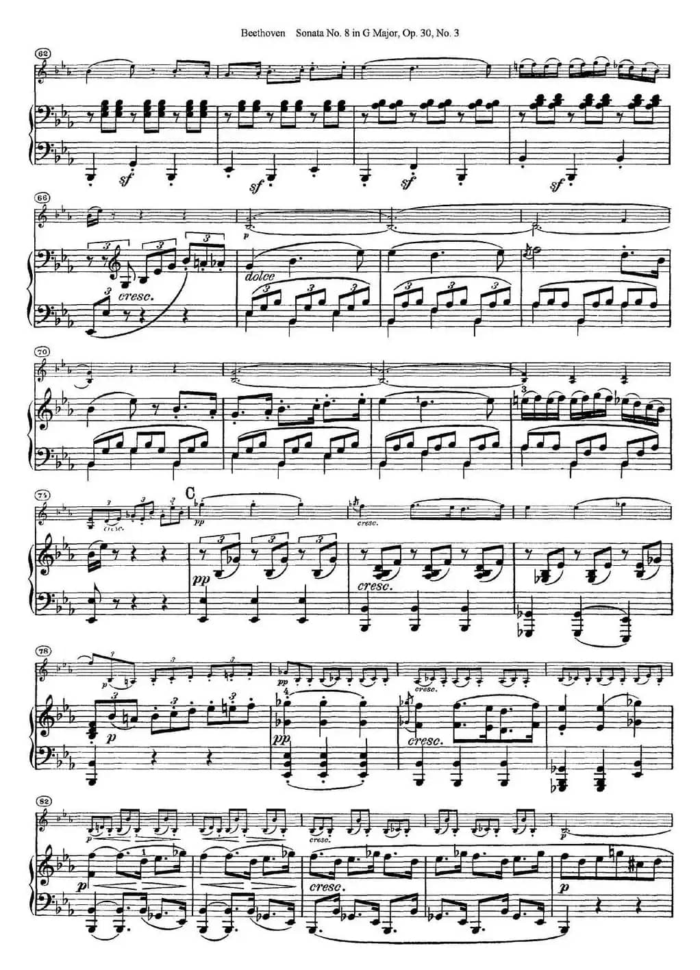 Violin Sonata No.8 in G Major Op.30 No.3（小提琴+钢琴伴奏）