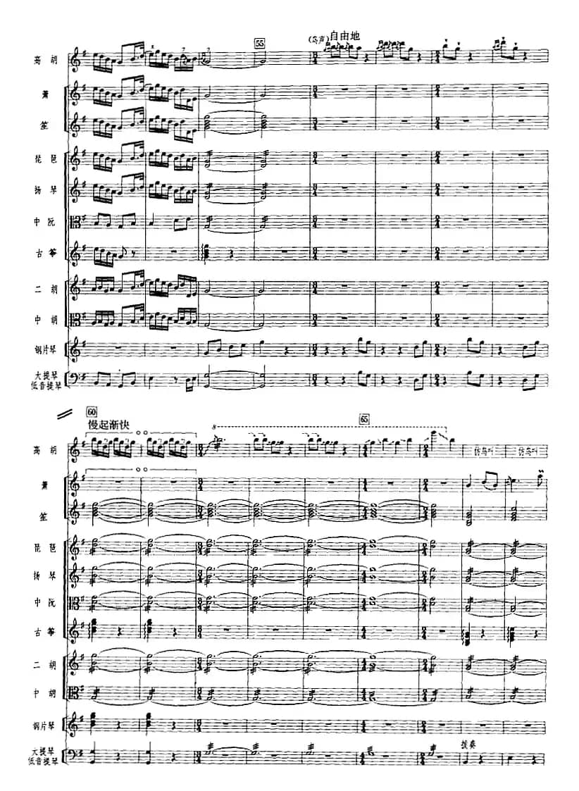 鸟投林（广东音乐、高胡+乐队伴奏、五线谱版）