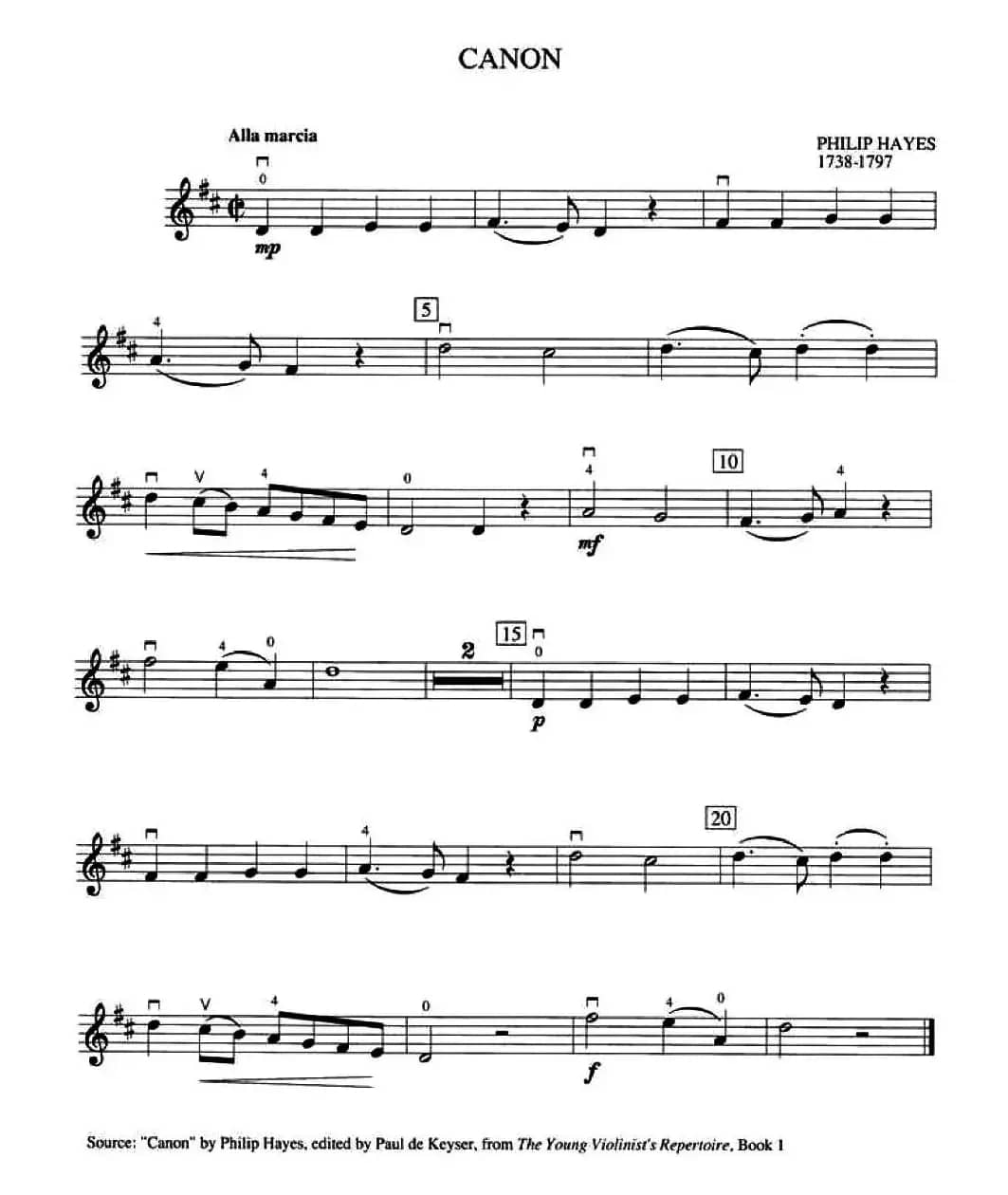 Philip Hayes Canon（加拿大小提琴考级·预备级）
