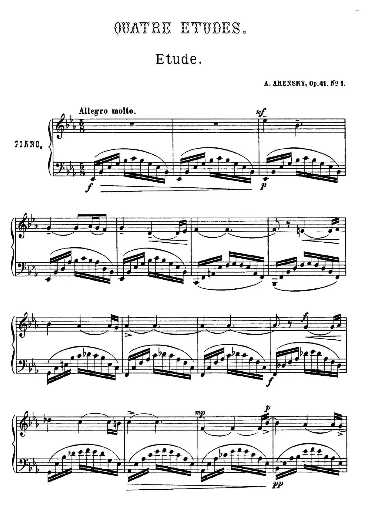 Quatre Etudes Op.41  Op.1（4首练习曲·1）