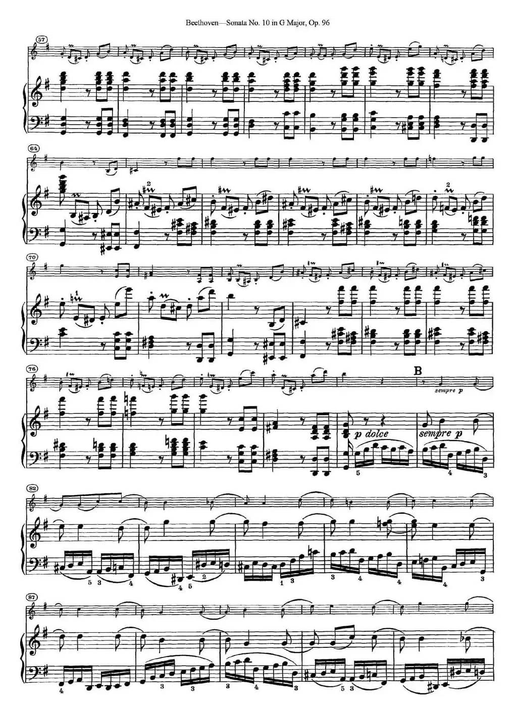 Violin Sonata No.10 in G Major Op.96（小提琴+钢琴伴奏）