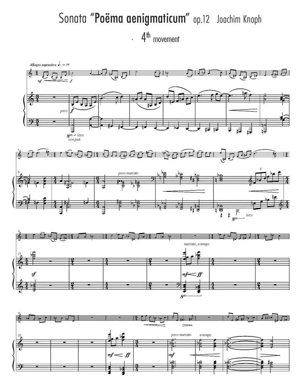 Sonata Poema aenigmaticum（小提琴+钢琴伴奏、4th movement）