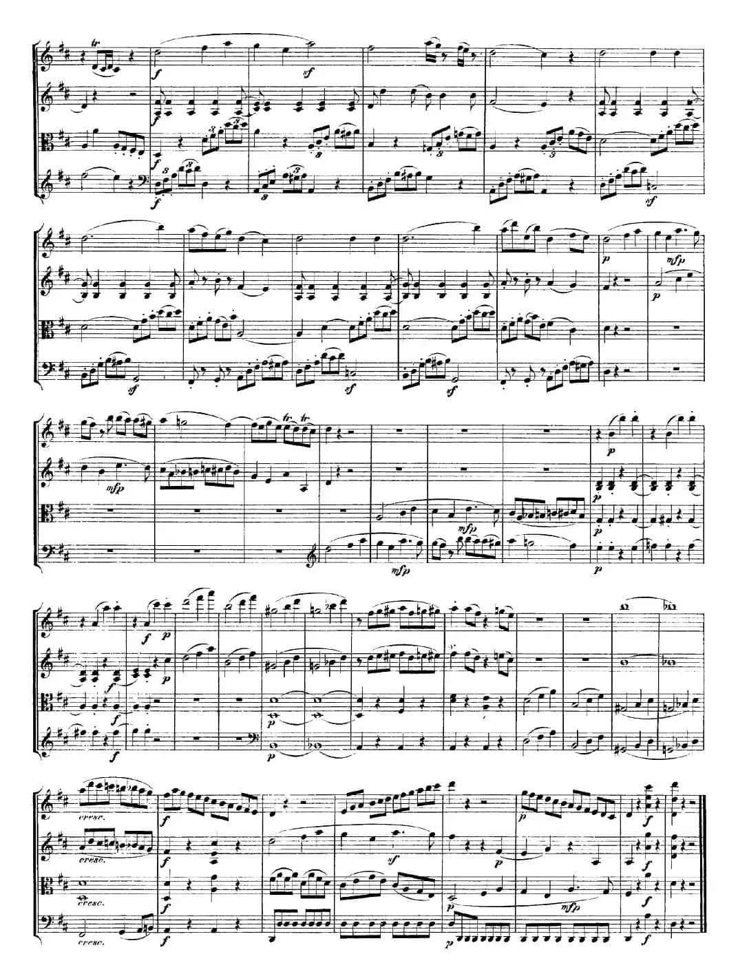 Mozart《Quartet No.21 in D Major,K.575》（总谱）