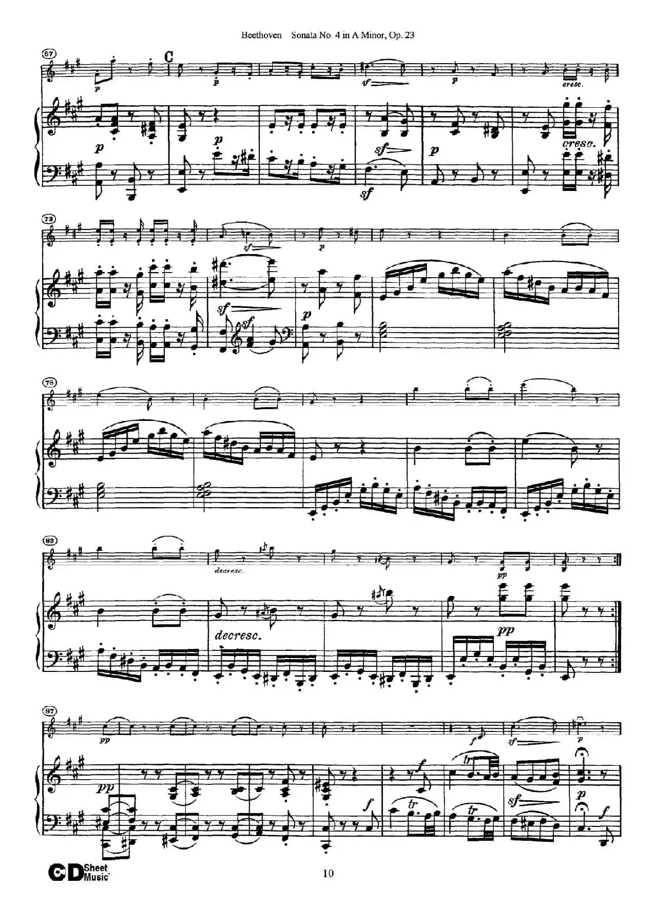 A小调第四小提琴奏鸣曲（Sonata No.4 in A Minor Op.23）（小提琴+钢琴伴奏）