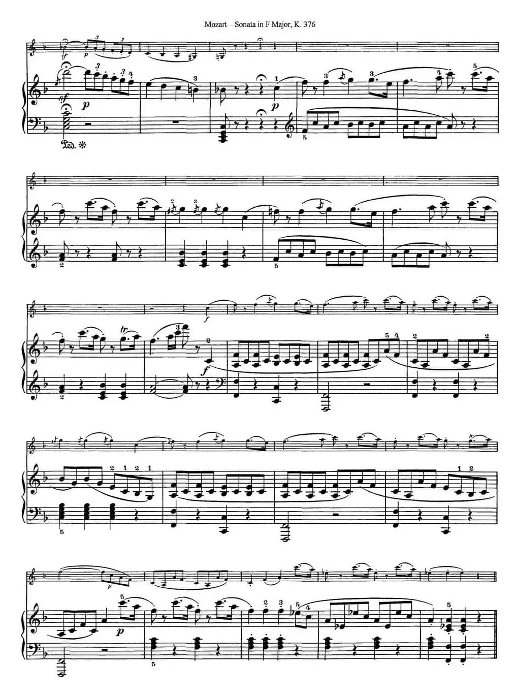 Violin Sonata in F Major K.376（小提琴+钢琴伴奏）