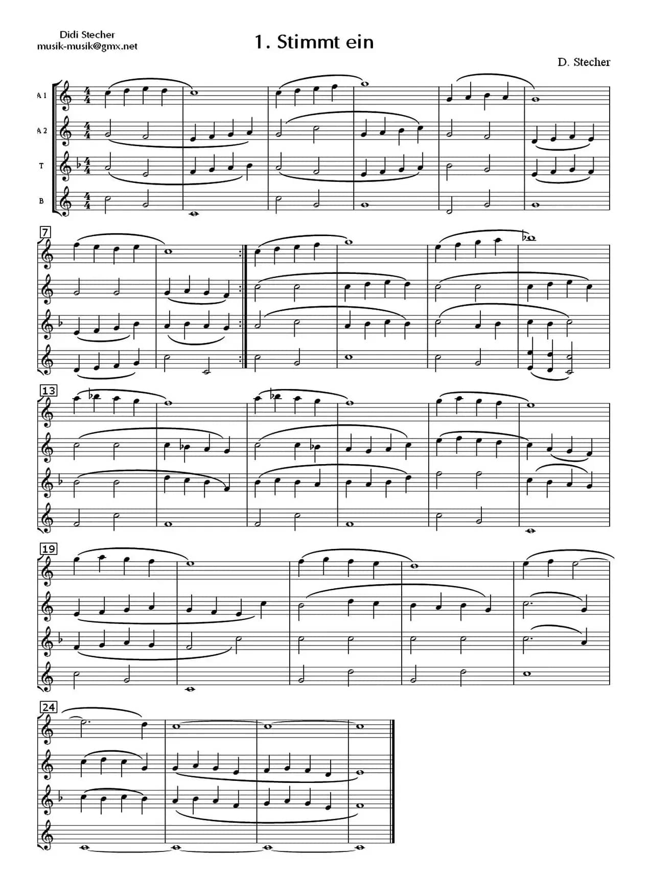 Stimmt ein（四重奏）