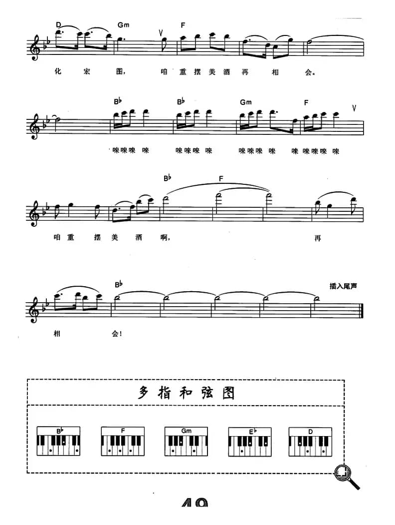 祝酒歌（电子琴弹唱谱）