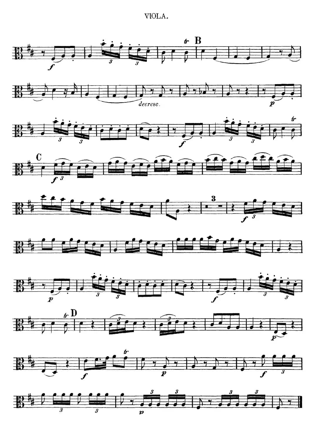 Mozart《Quartet No.13 in D Minor,K.173》（Viola分谱）