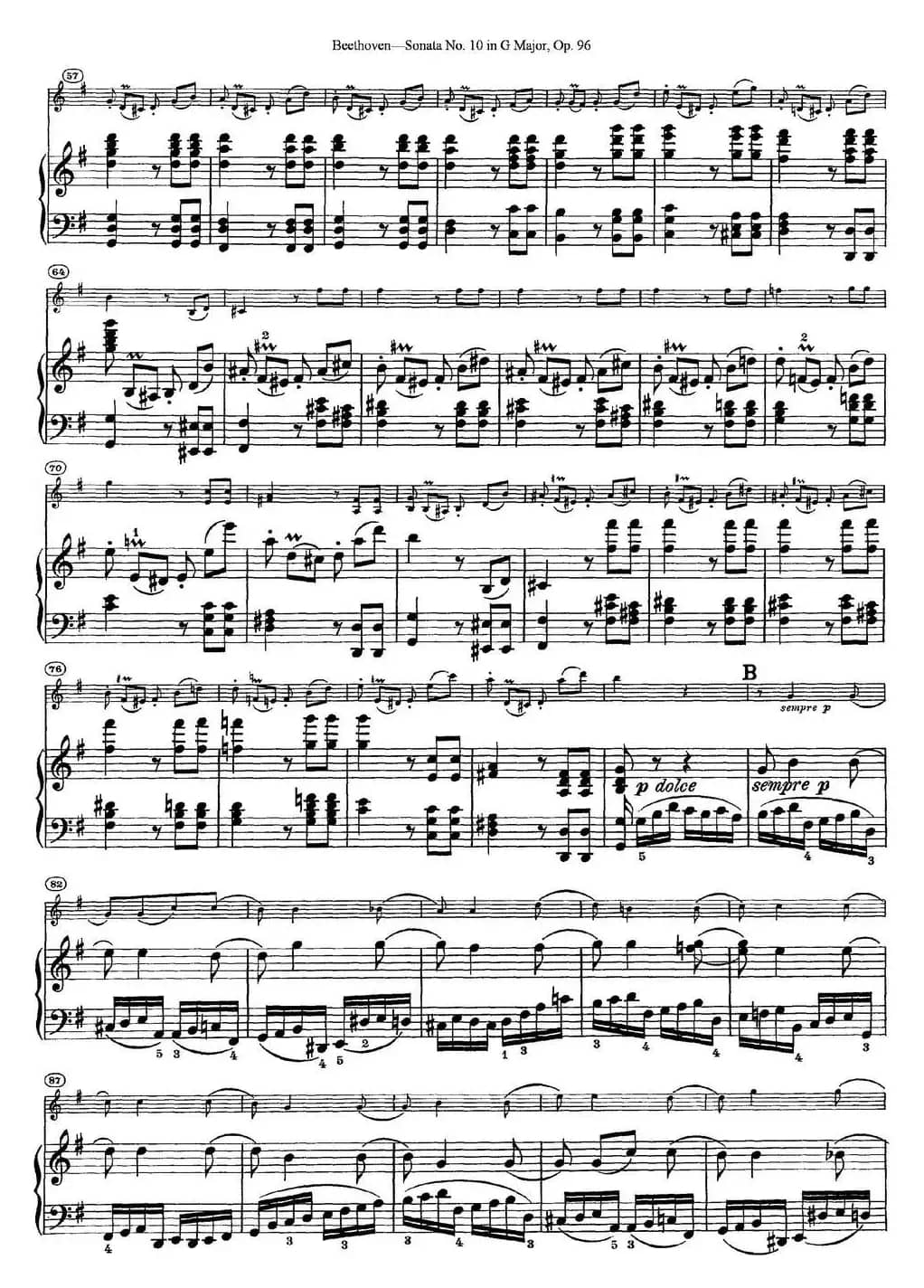 Violin Sonata No.10 in G Major Op.96（小提琴+钢琴伴奏）