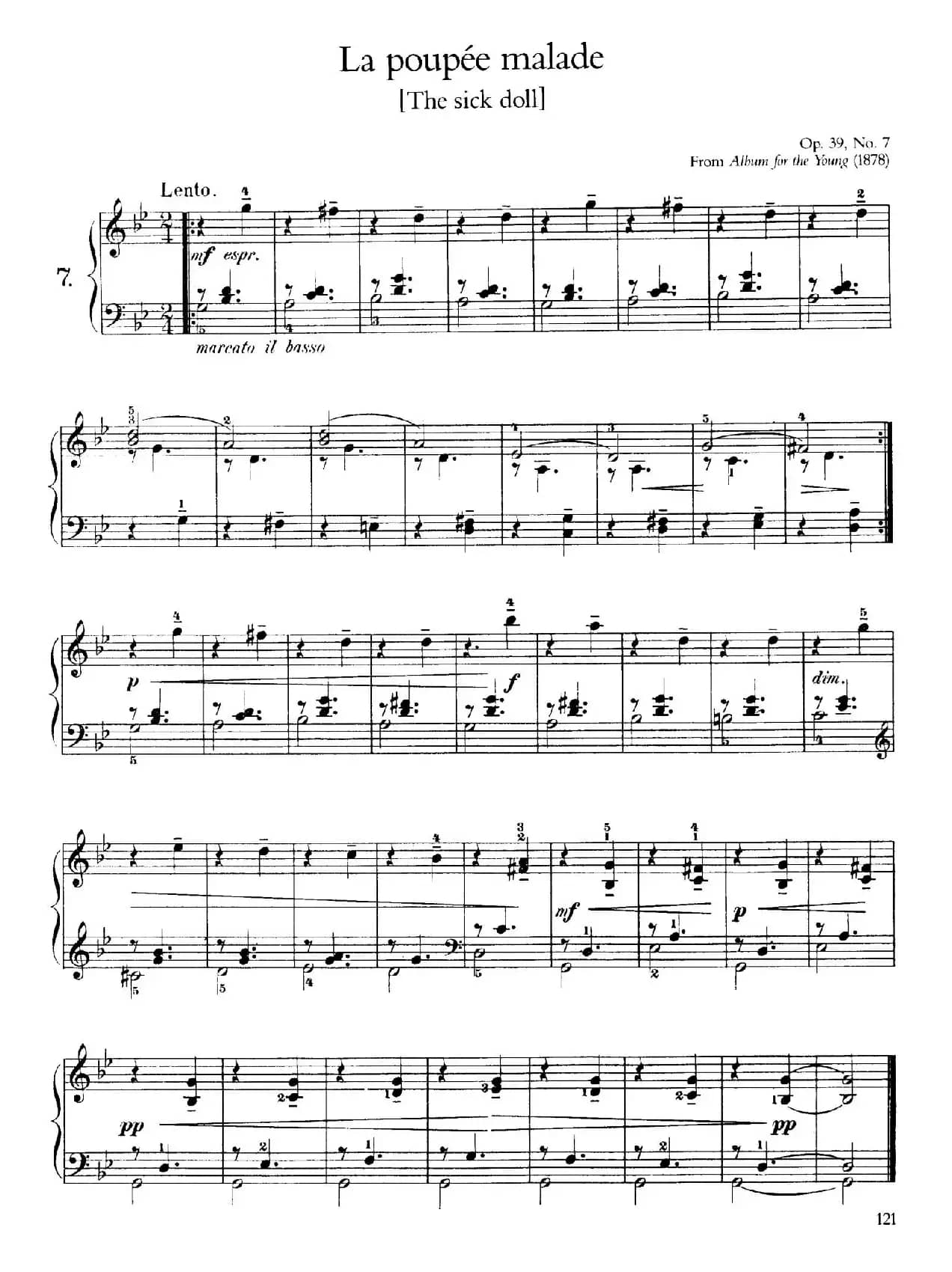Album for the Young Op.39（儿童钢琴曲集）（7. 生病洋娃娃 The Sick Doll）