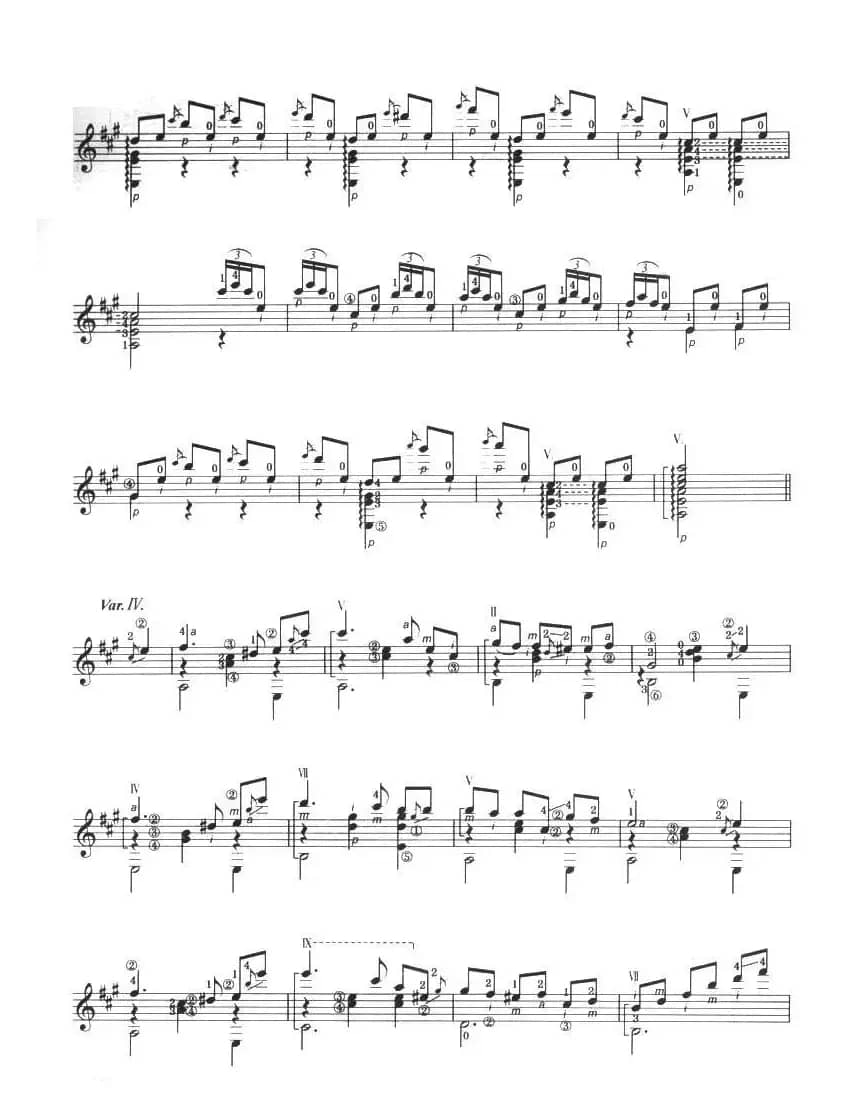 古典吉他考级十级外国乐曲A组（3、威尼斯狂欢节主题与变奏）