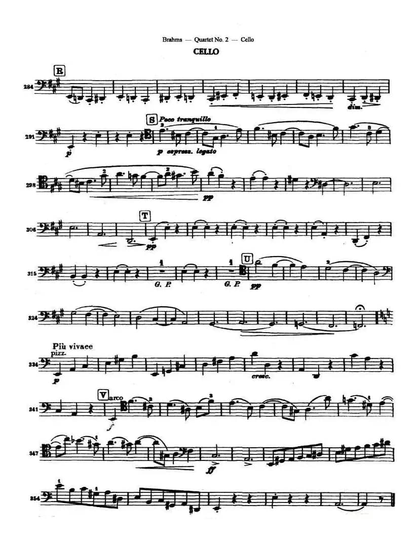 勃拉姆斯《Quartet No.2》Op.51（大提琴谱）