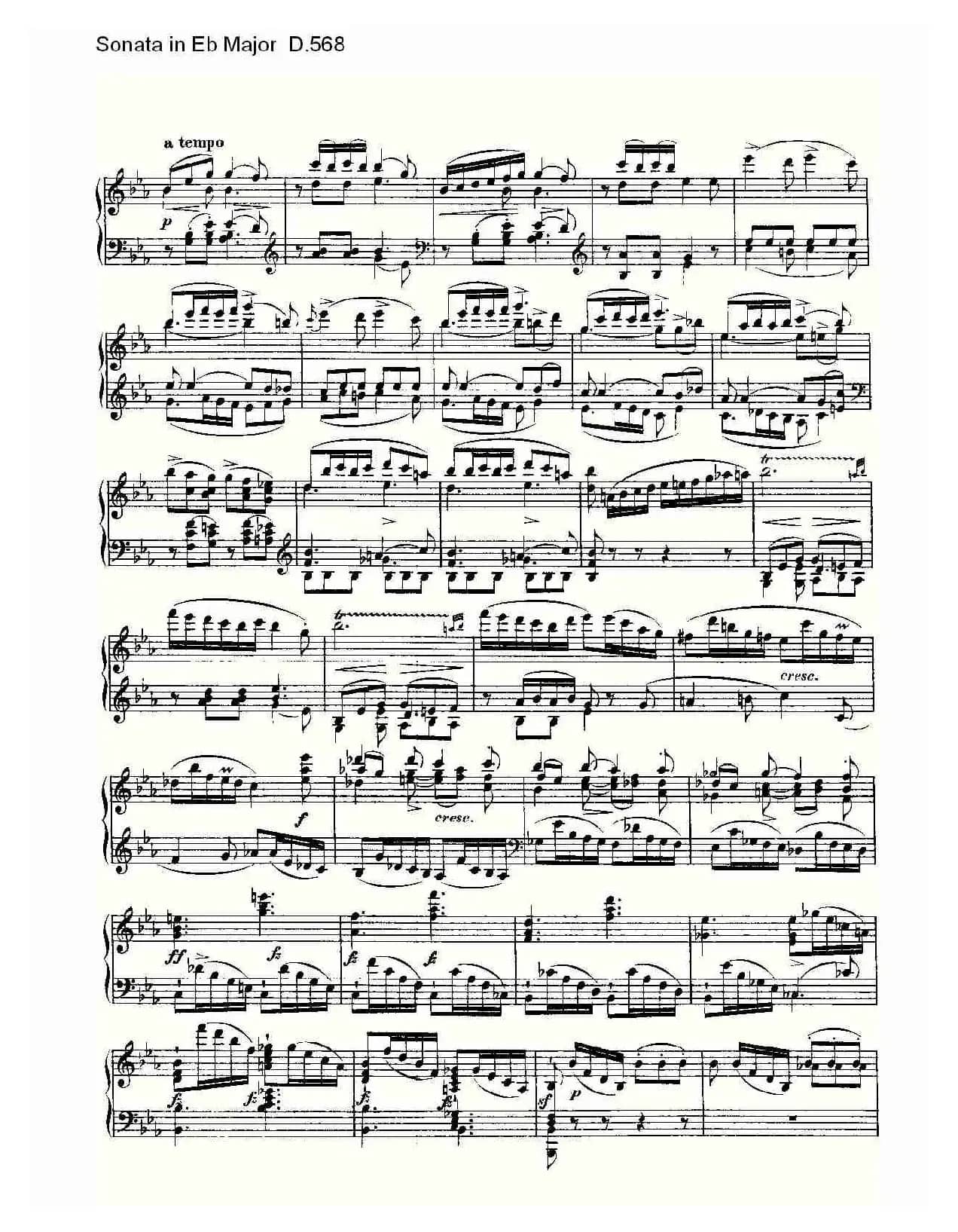 Sonata in Eb Major D.568（Eb大调奏鸣曲 D.568）