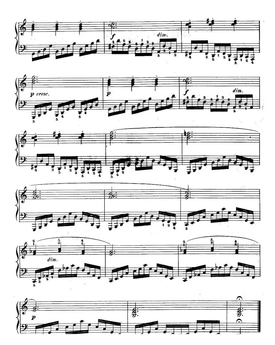 车尔尼《钢琴手指灵巧初步练习曲》之八