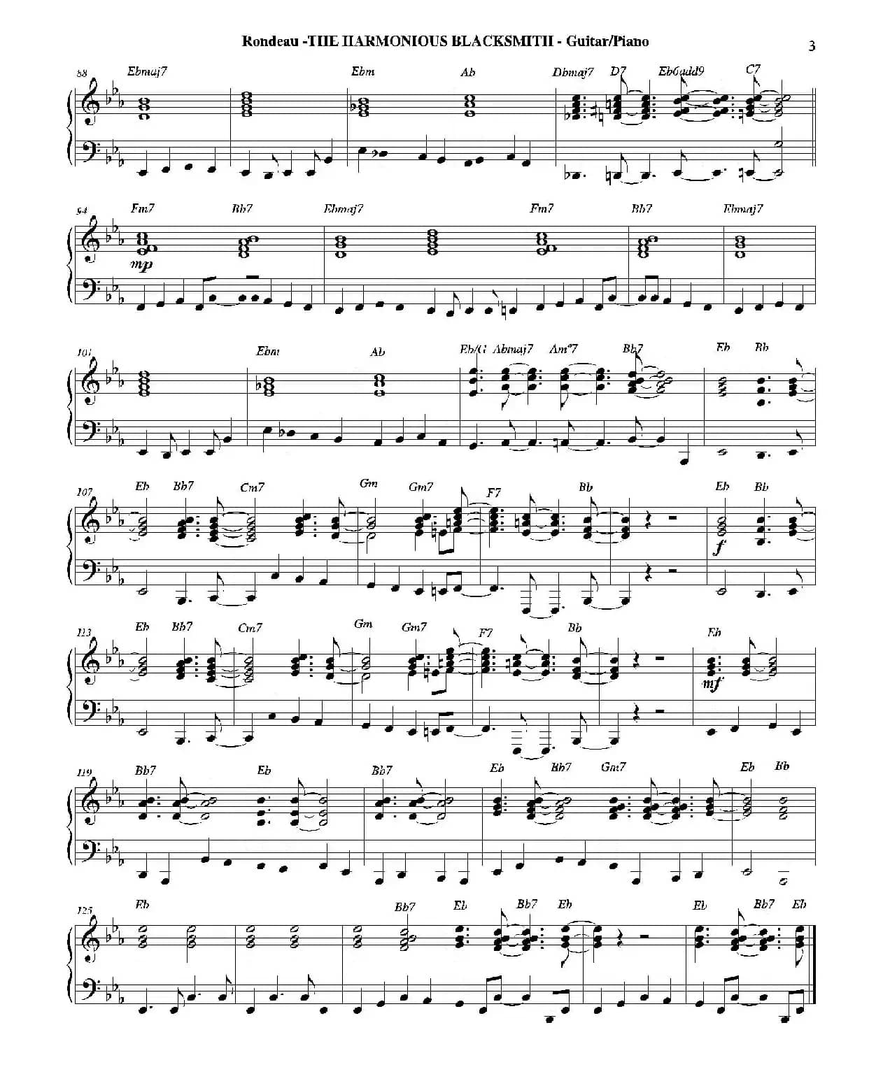 THE HARMONIOUS BLACKSMITH（钢琴、吉他分谱）