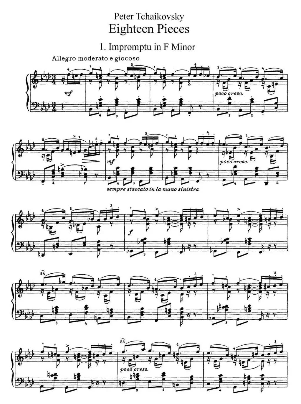 柴可夫斯基18首钢琴小品Op.72（1.Impromptu in F Minor）