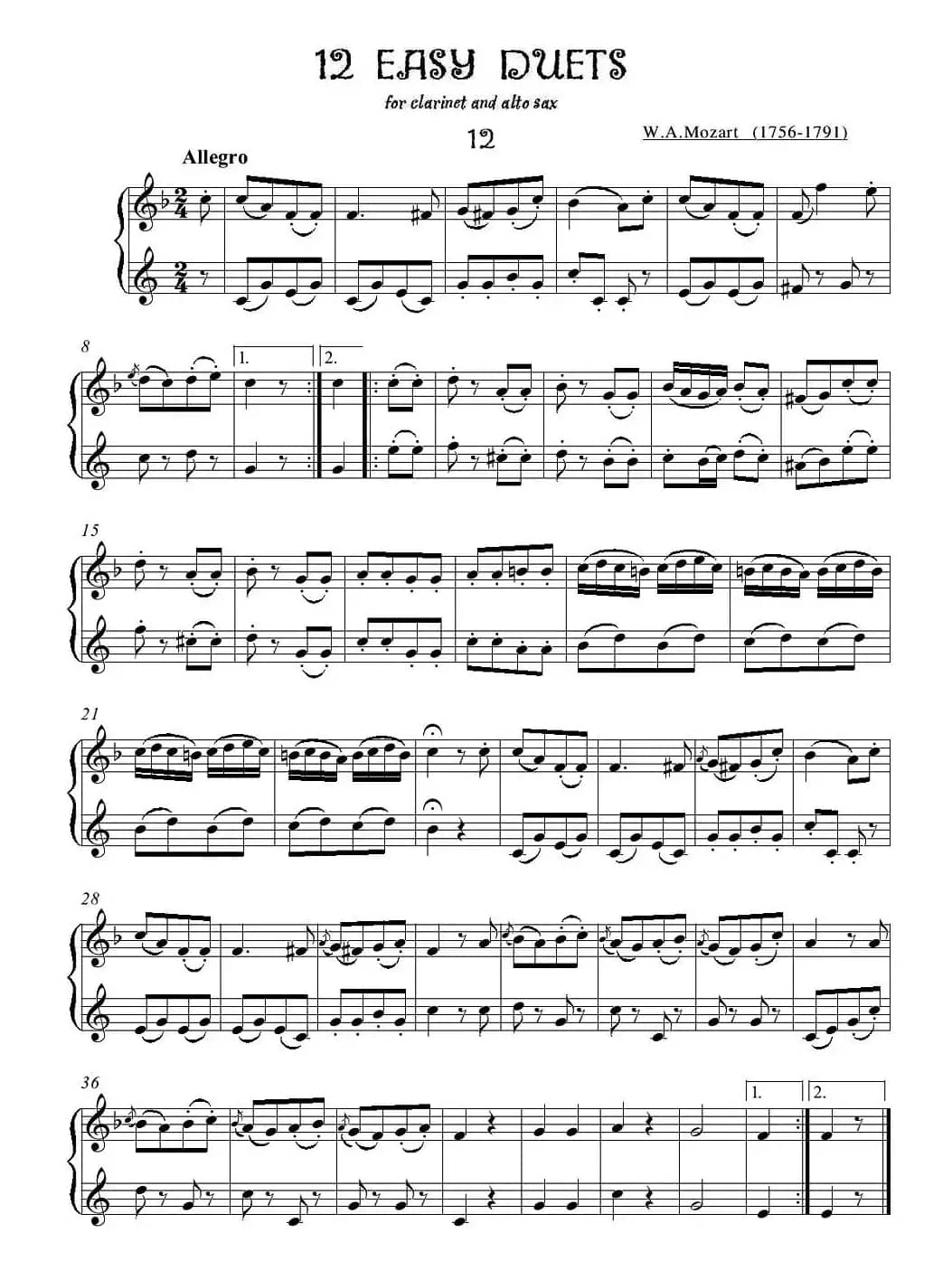 12首单簧管萨克斯重奏之十二