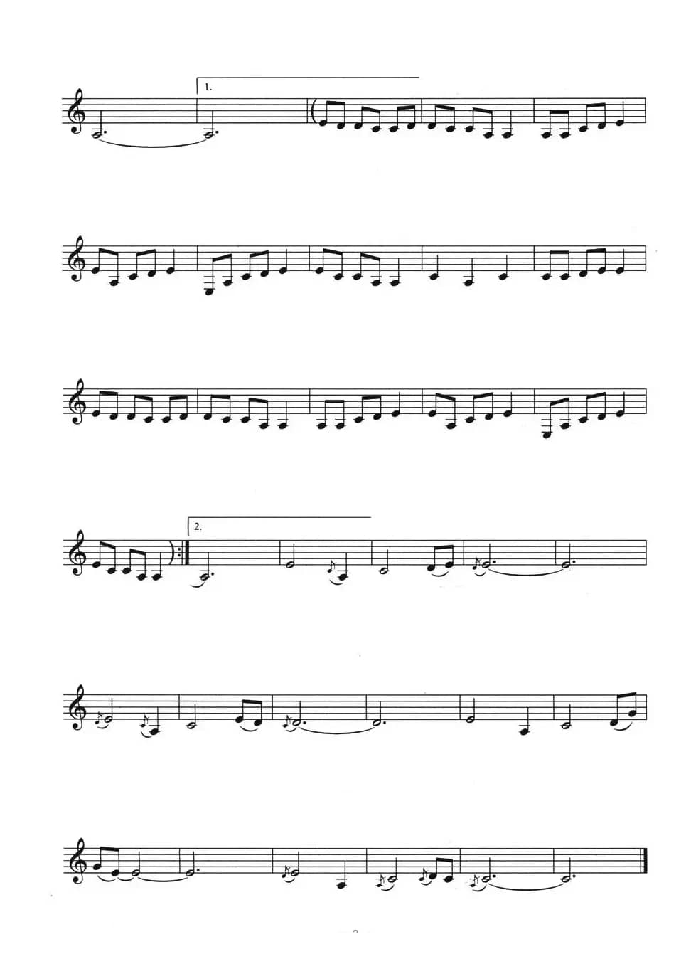 月光下的凤尾竹(五线谱)