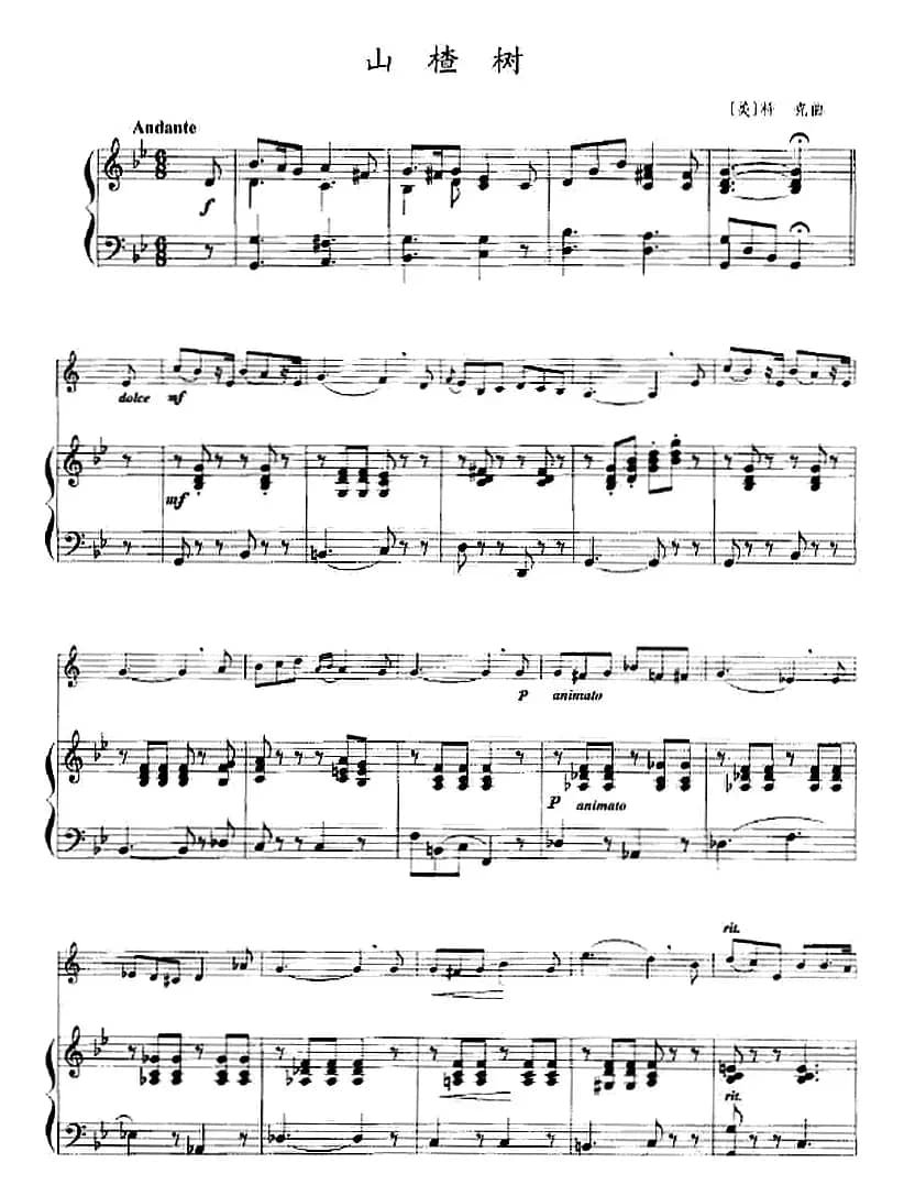 山楂树（小号+钢琴伴奏）