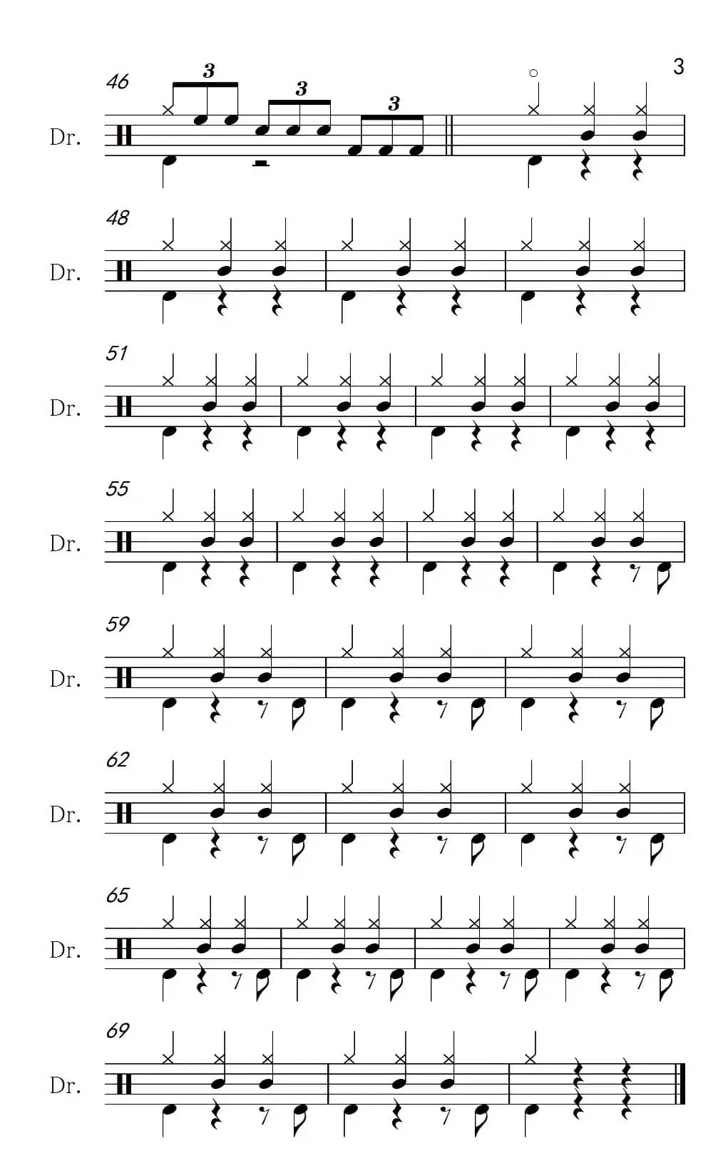 [美]月亮河（架子鼓谱）