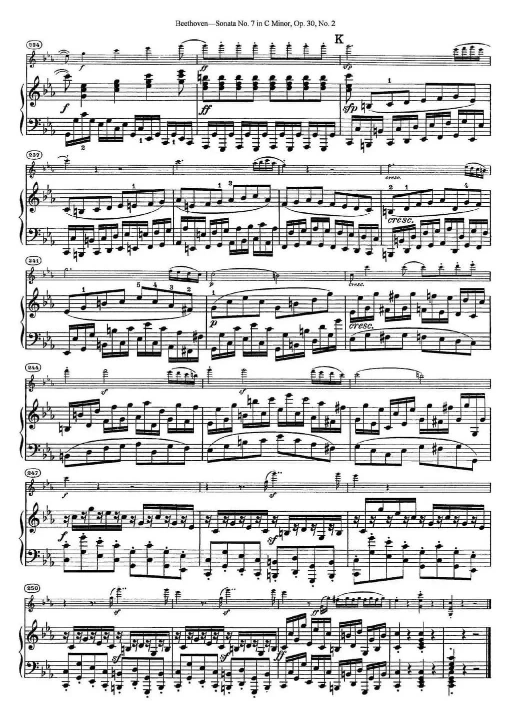 Violin Sonata No.7 in C Minor Op.30 No.2（小提琴+钢琴伴奏）