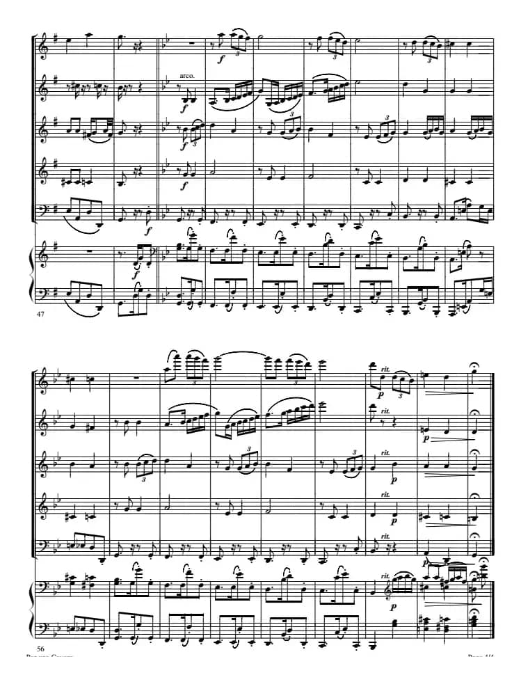 Por Una Cabeza 一步之遥（弦乐五重奏+钢琴伴奏总谱）