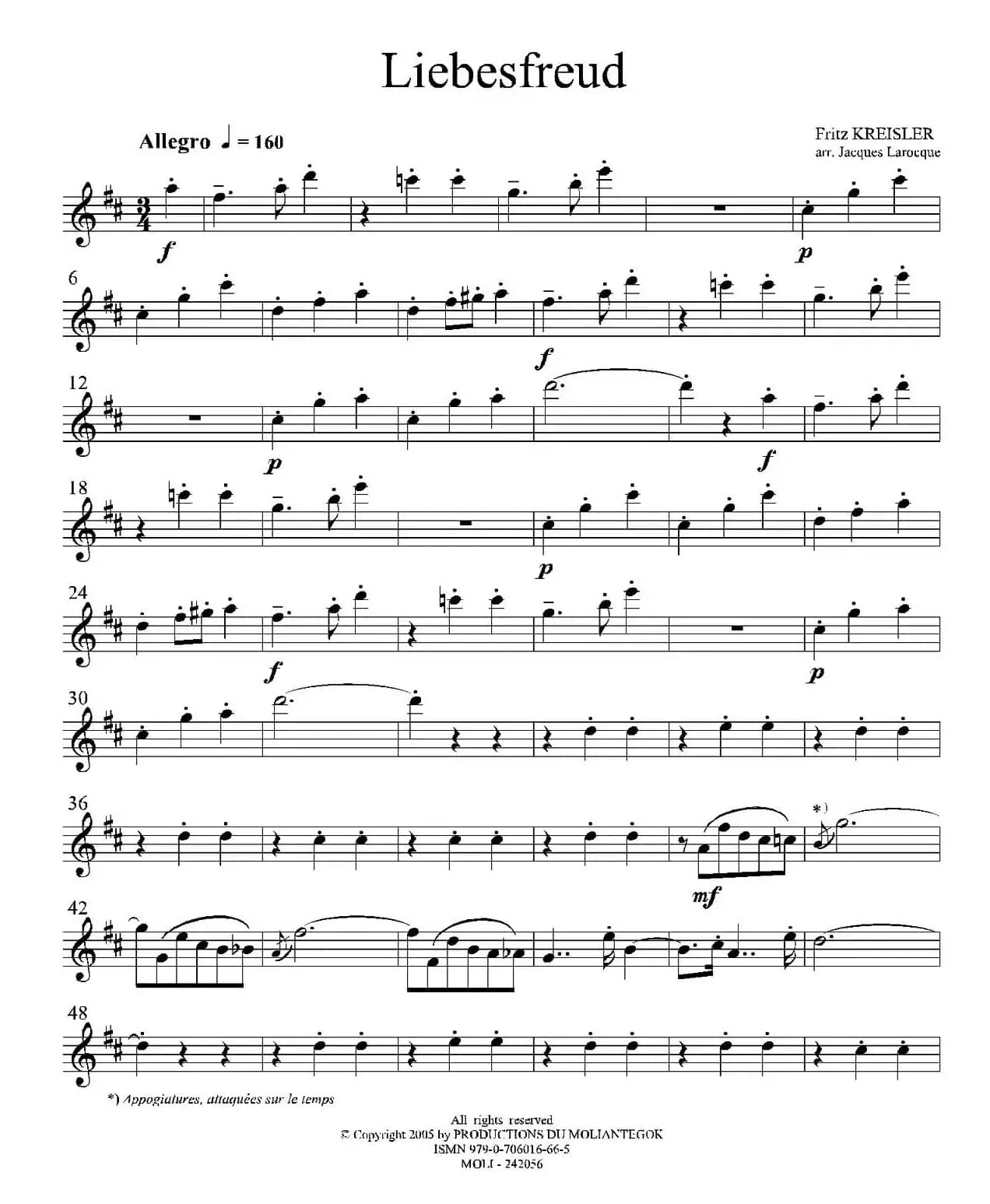 Liebesfreud（四重奏第一次中音萨克斯分谱）