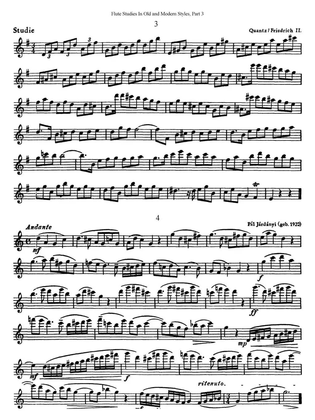 斯勒新老风格长笛练习重奏曲（第三部分）（NO.3-NO.4）