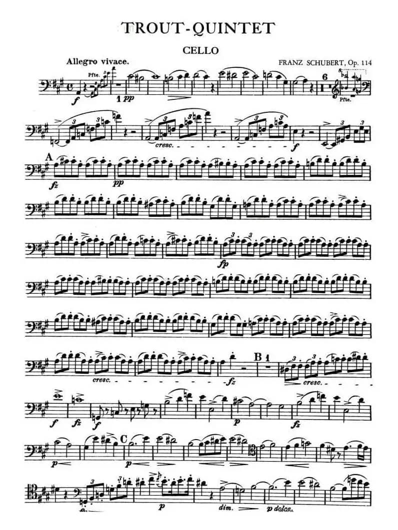 TROUT-QUARTET（大提琴谱）