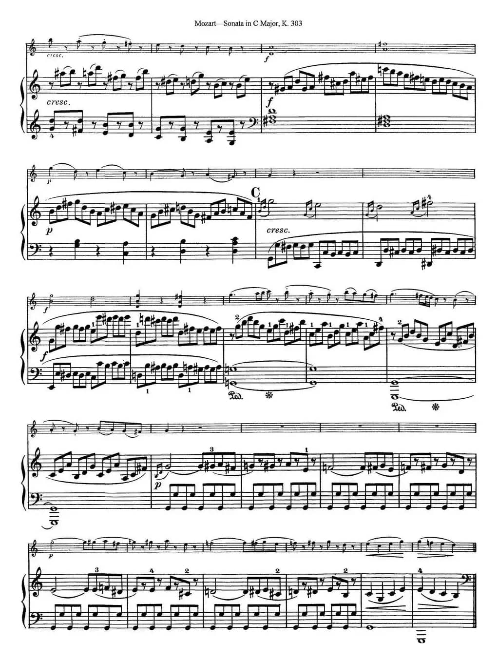 Violin Sonata in C Major K.303（小提琴+钢琴伴奏）