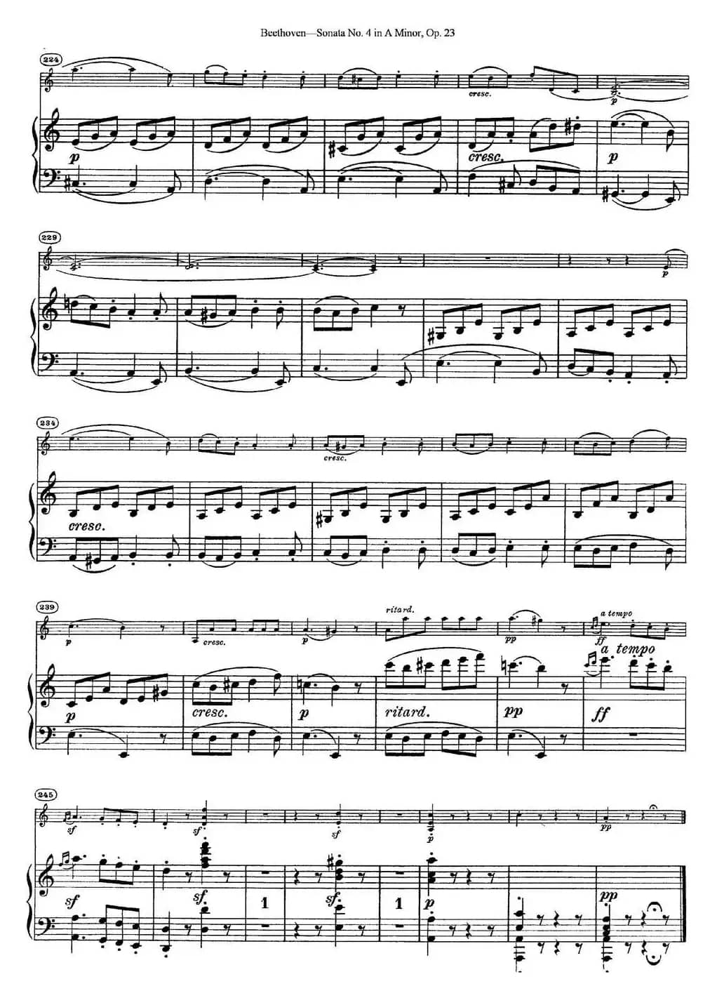 Violin Sonata No.4 in A Minor Op.23（小提琴+钢琴伴奏）