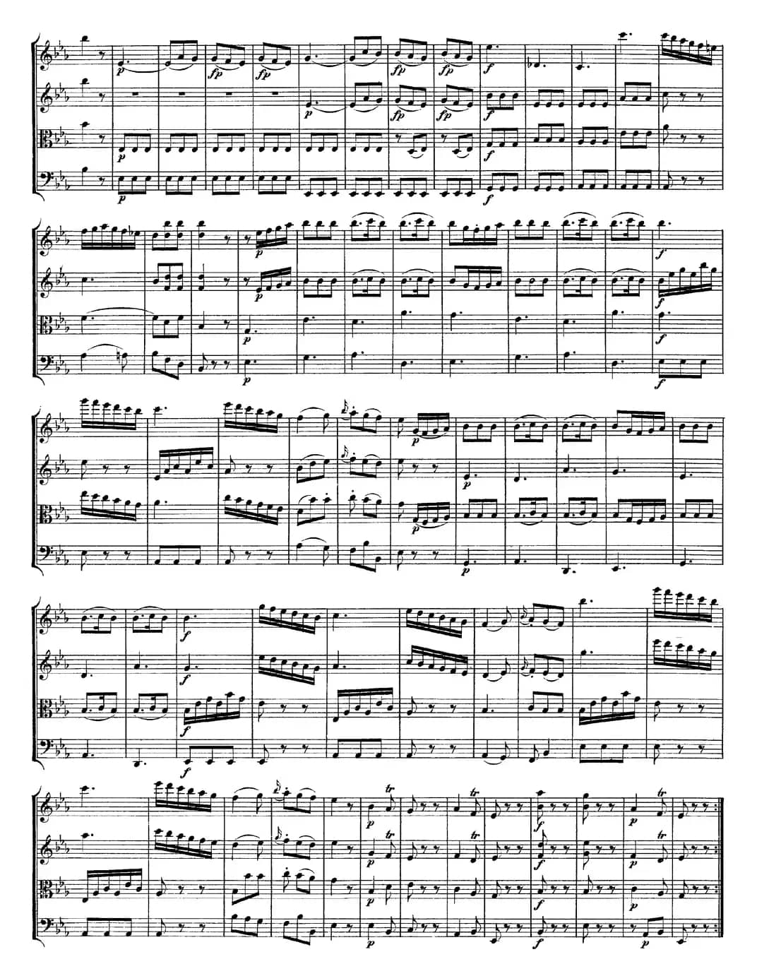 Mozart《Quartet No.11 in Eb Major,K.171》（总谱）