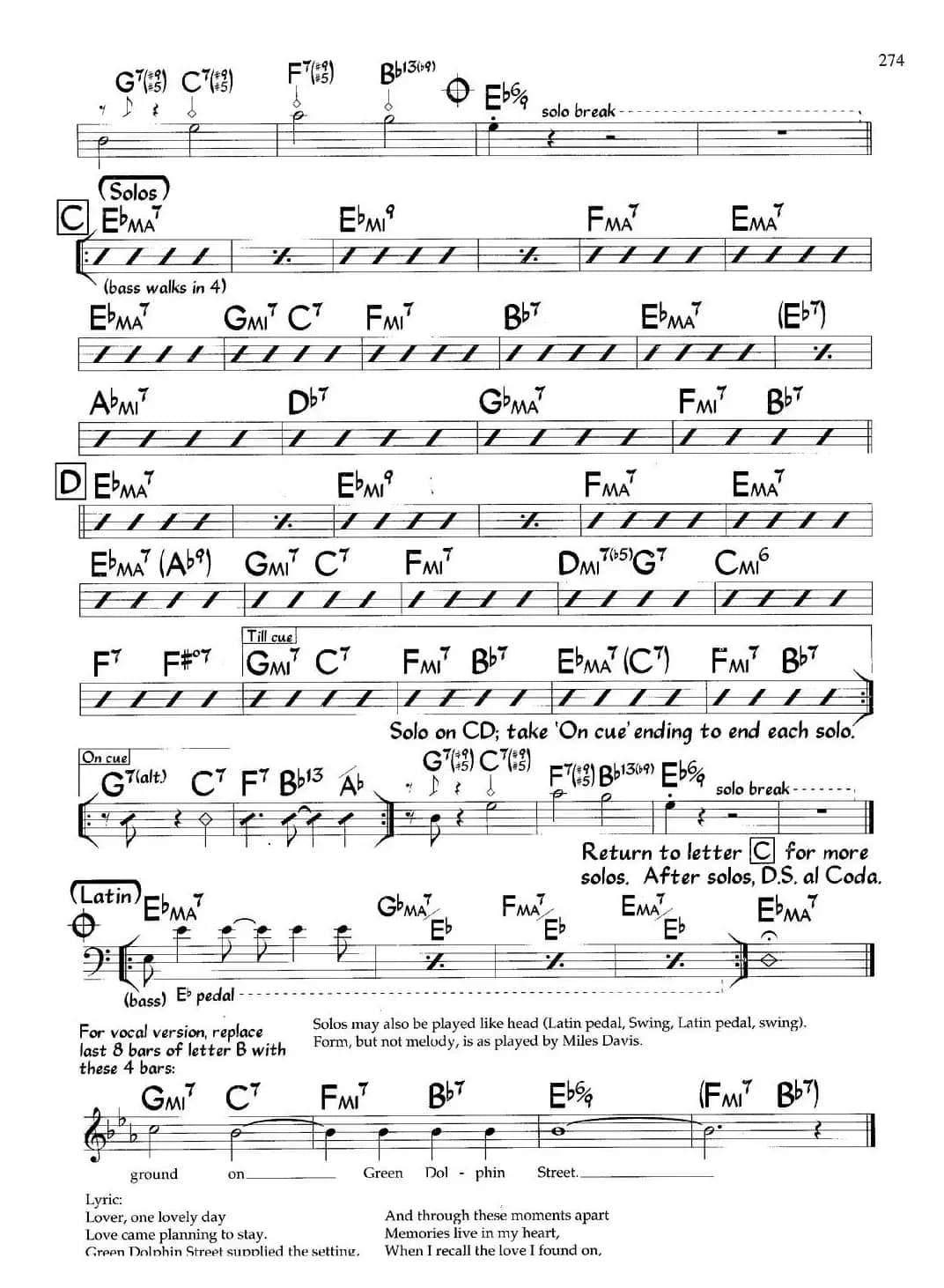 On Green Dolphin Street（爵士钢琴曲）