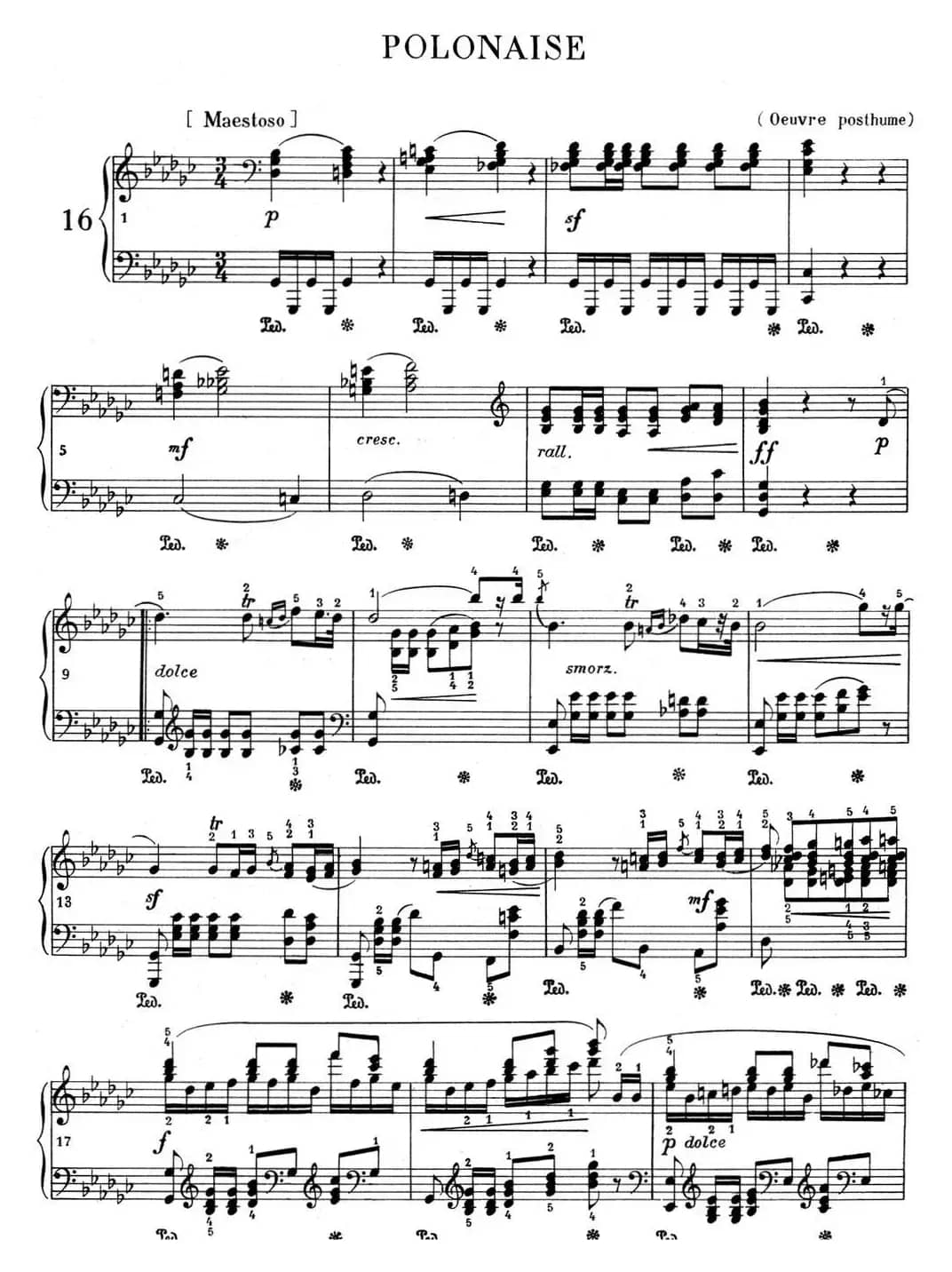 肖邦 波兰舞曲 Op.posth.P.1 No.8 降G大调