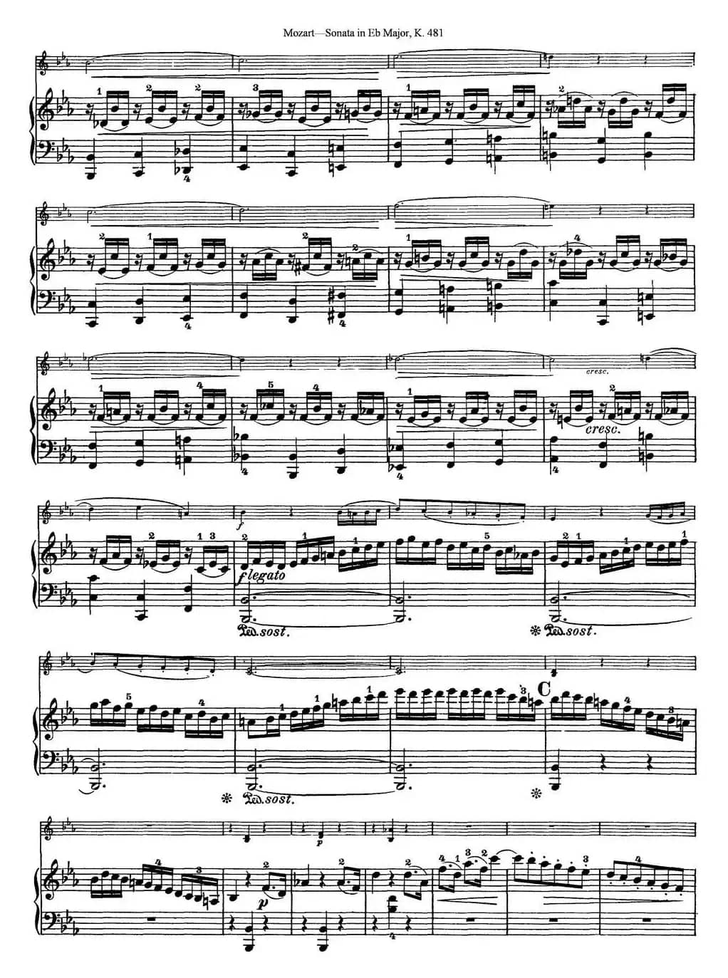 Violin Sonata in Eb Major K.481（小提琴+钢琴伴奏）