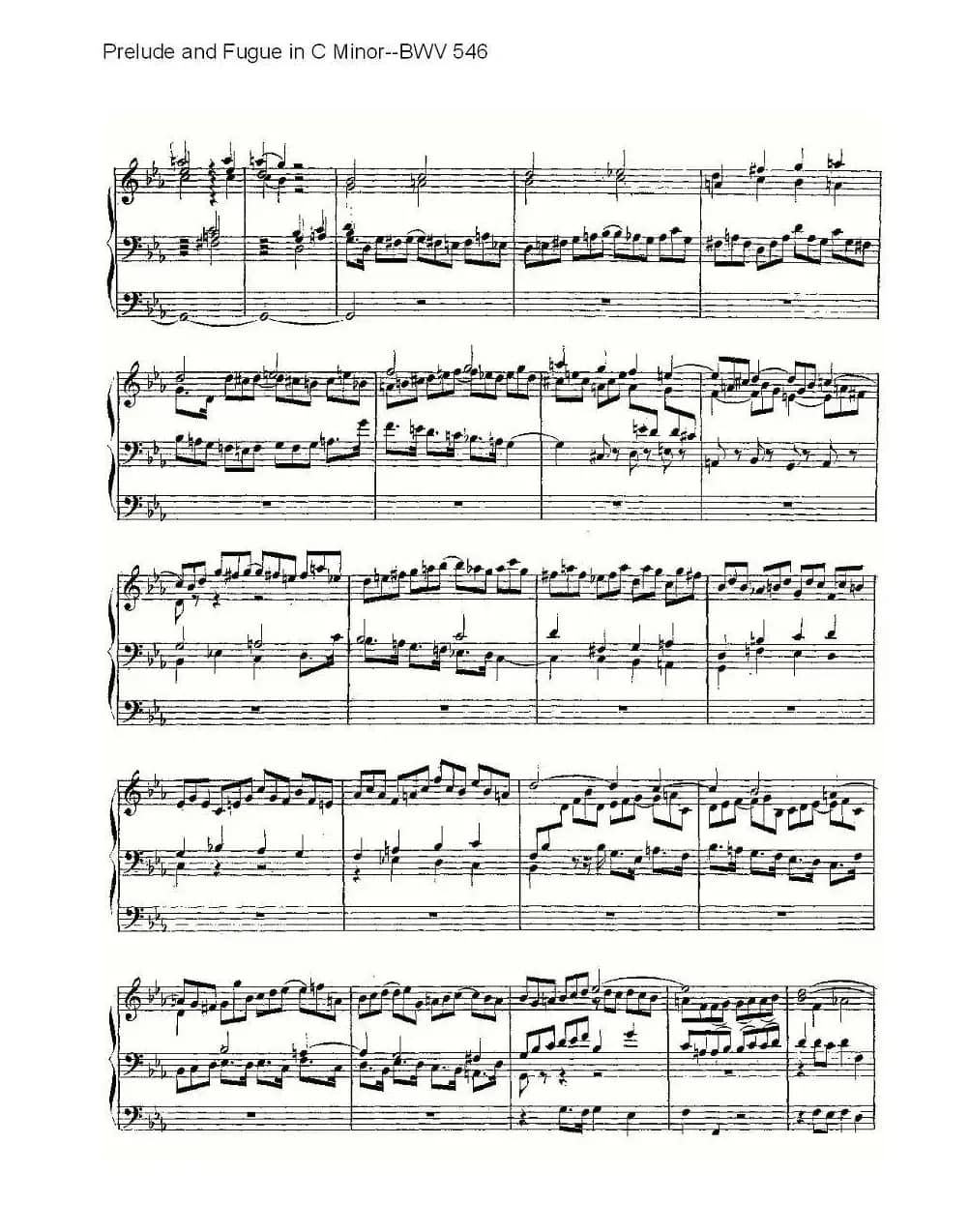 Prelude and Fugue in C Minor--BWV 546 （管风琴谱）