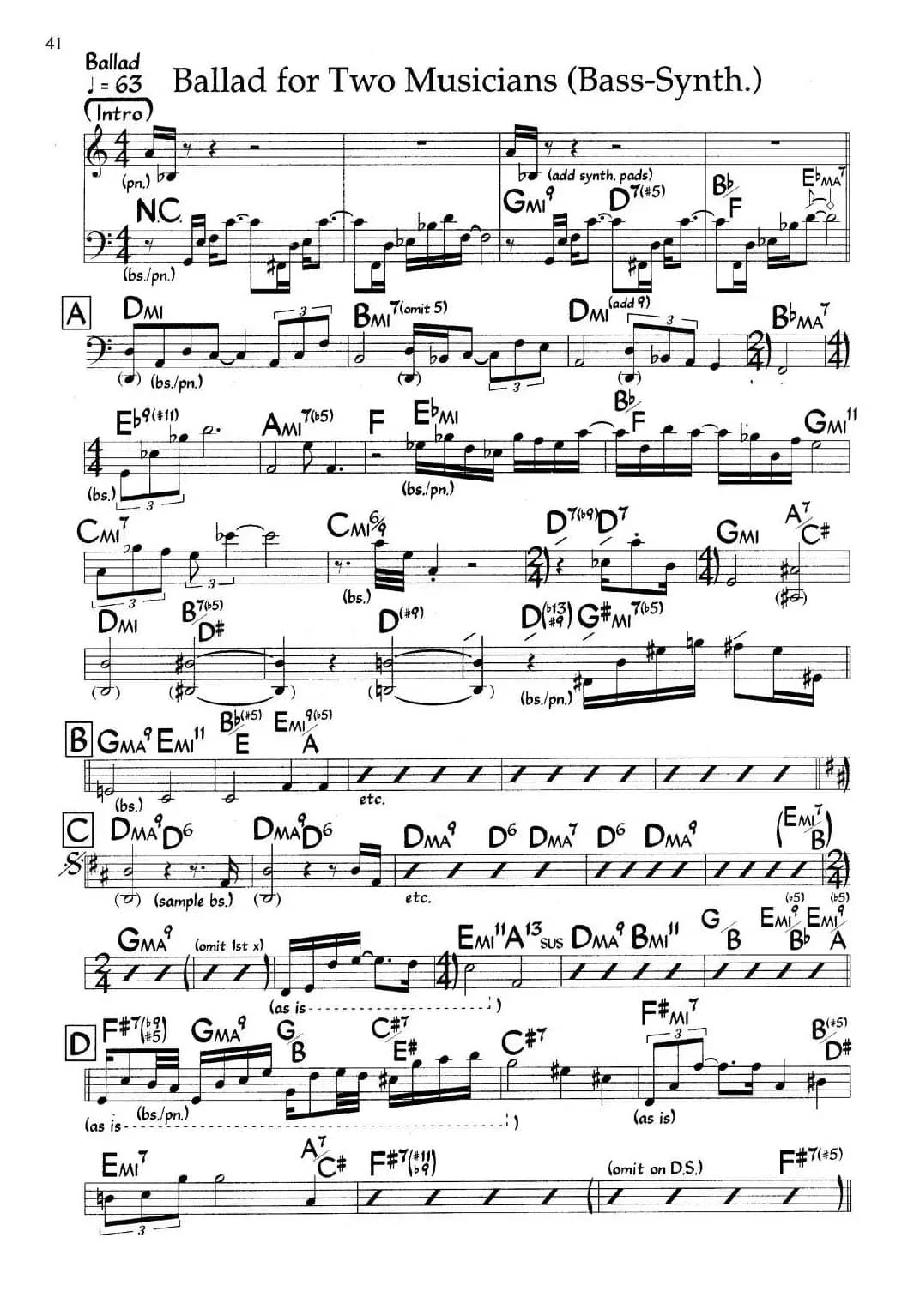 Ballad for Two Musicians（爵士钢琴曲）