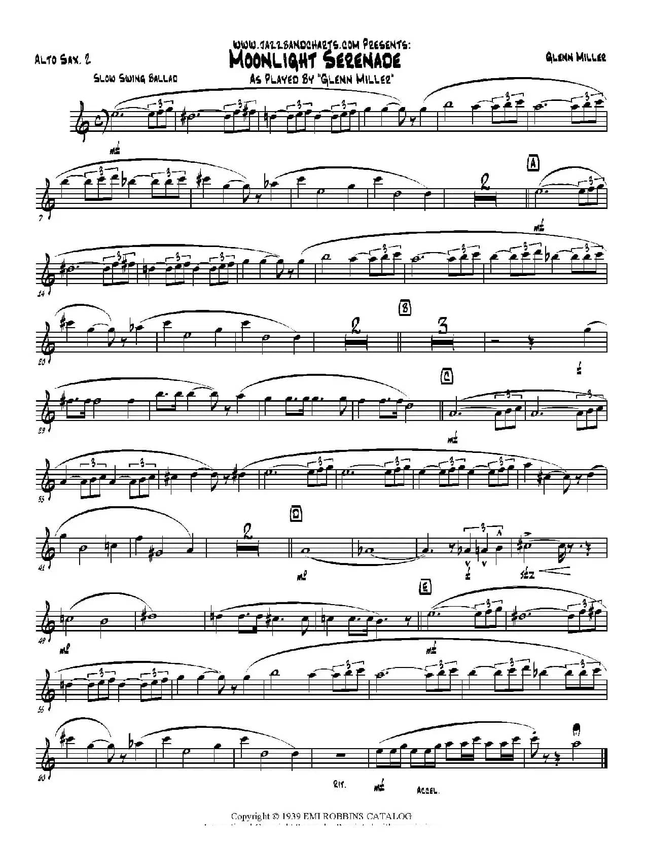 Moonlight Serenade（第二中音萨克斯分谱）