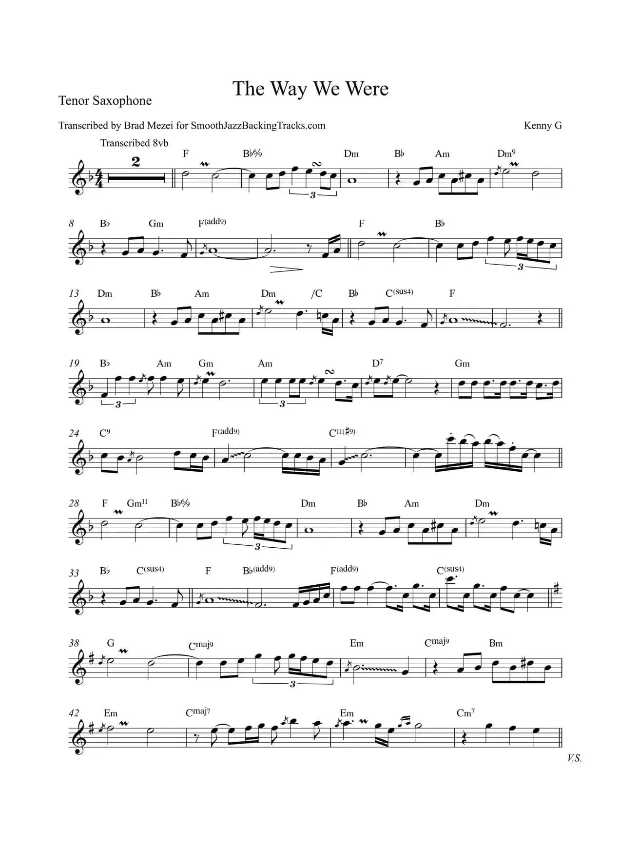 The Way We Were（次中音萨克斯）