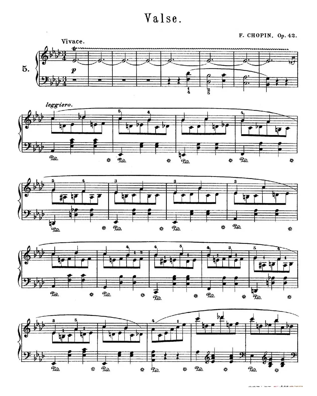 Grande Valse in A-flat Major Op.42(降A大调华丽圆舞曲)